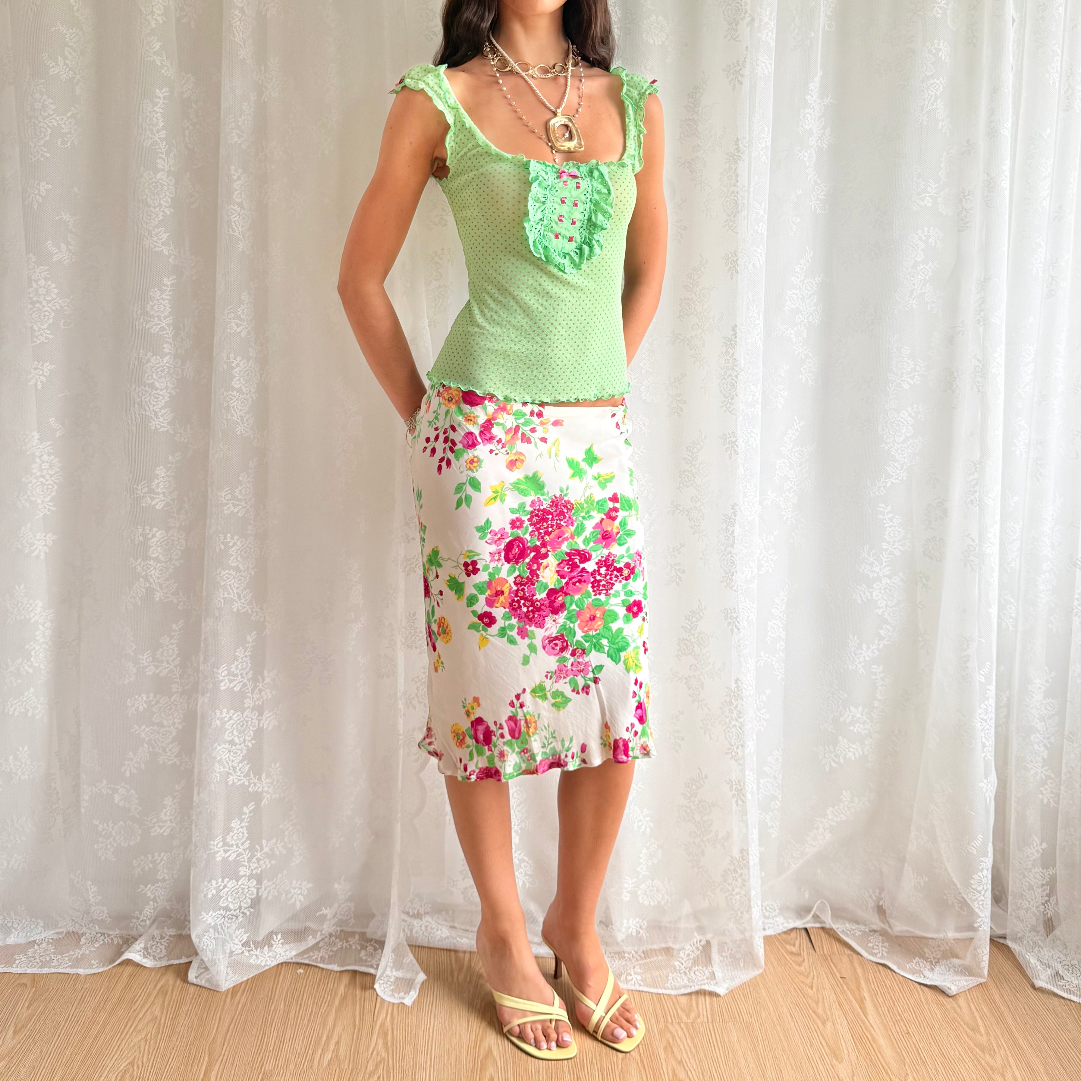 Floral Midi Skirt - Size M