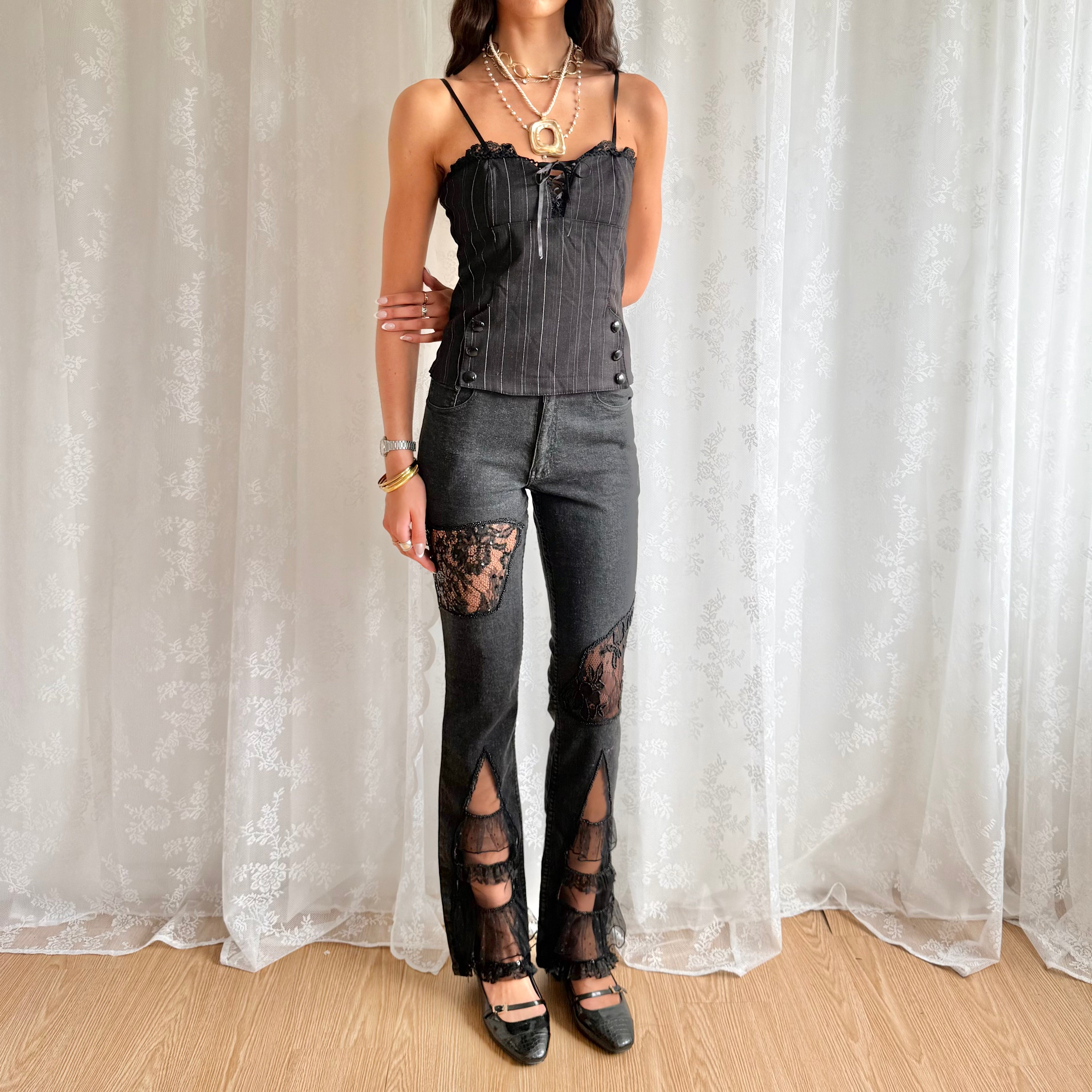 Lace Flared Jeans - Size S