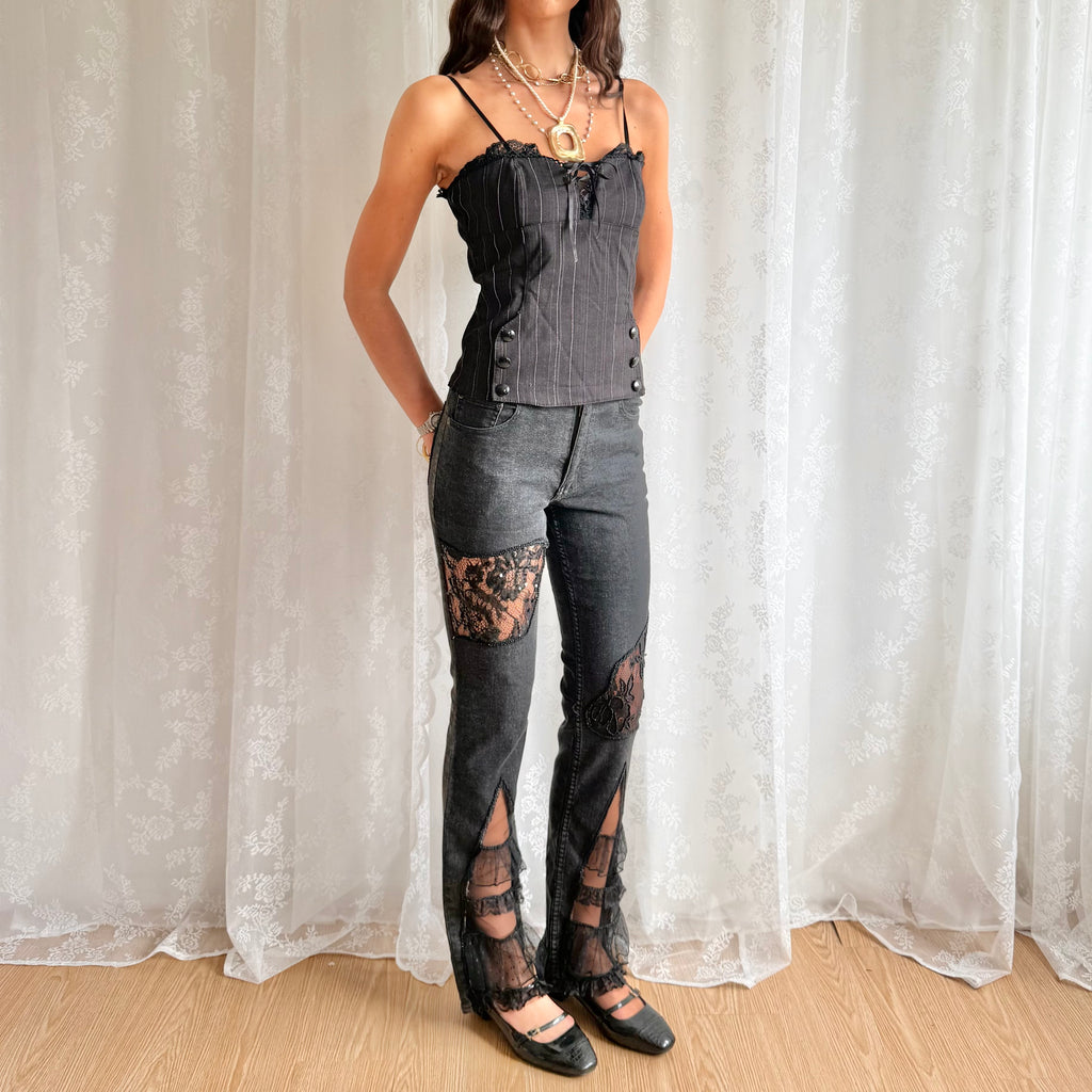 Lace Flared Jeans - Size S