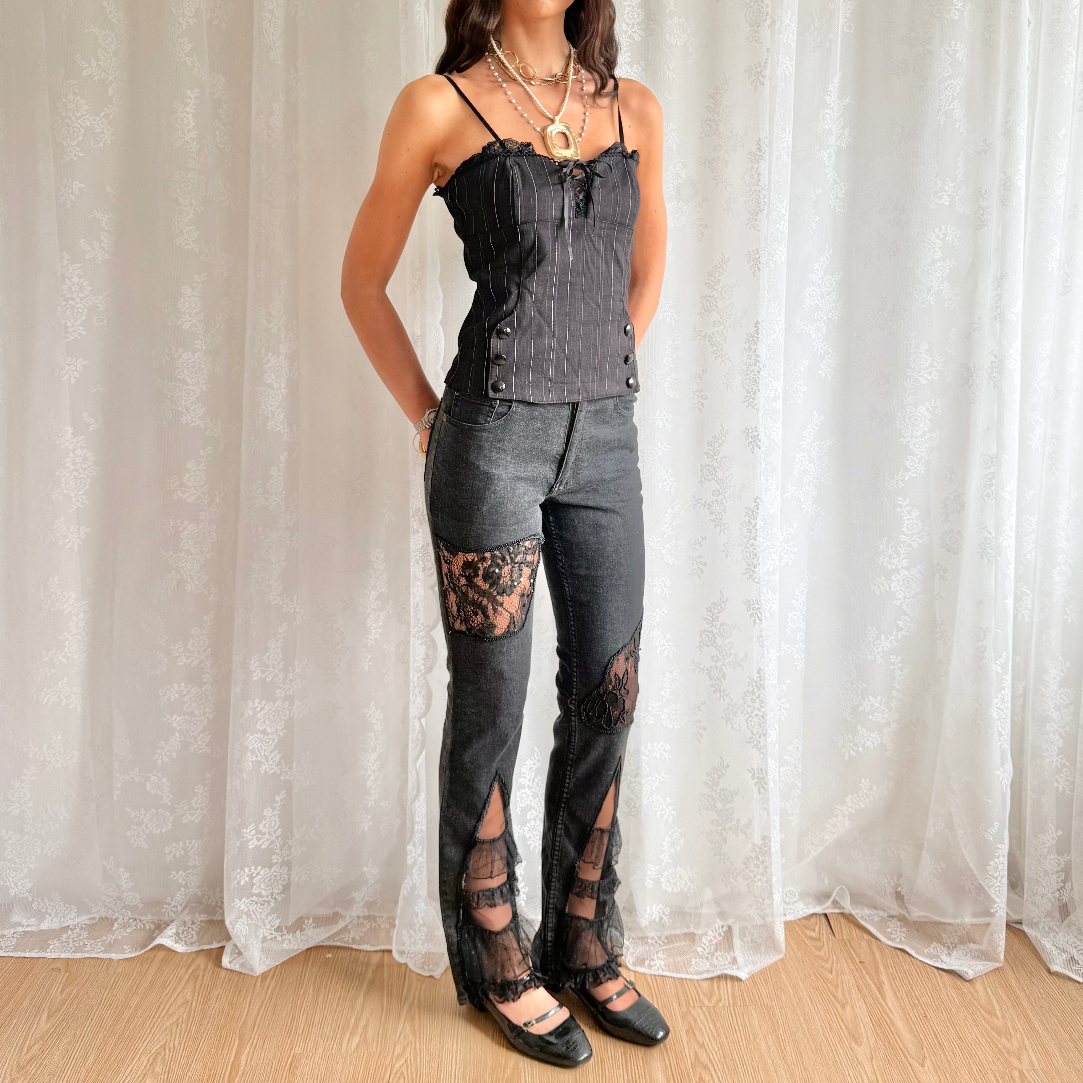 Lace Flared Jeans - Size S