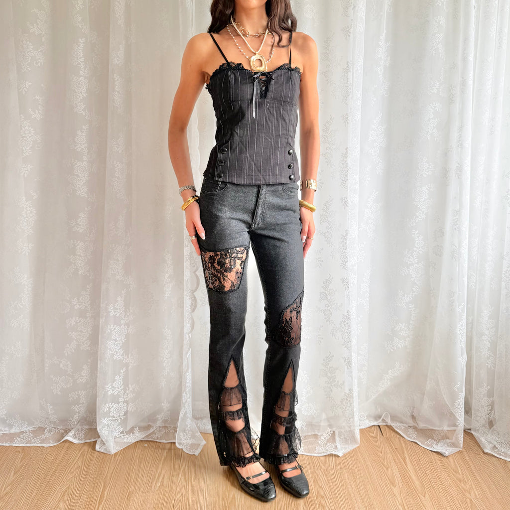 Lace Flared Jeans - Size S