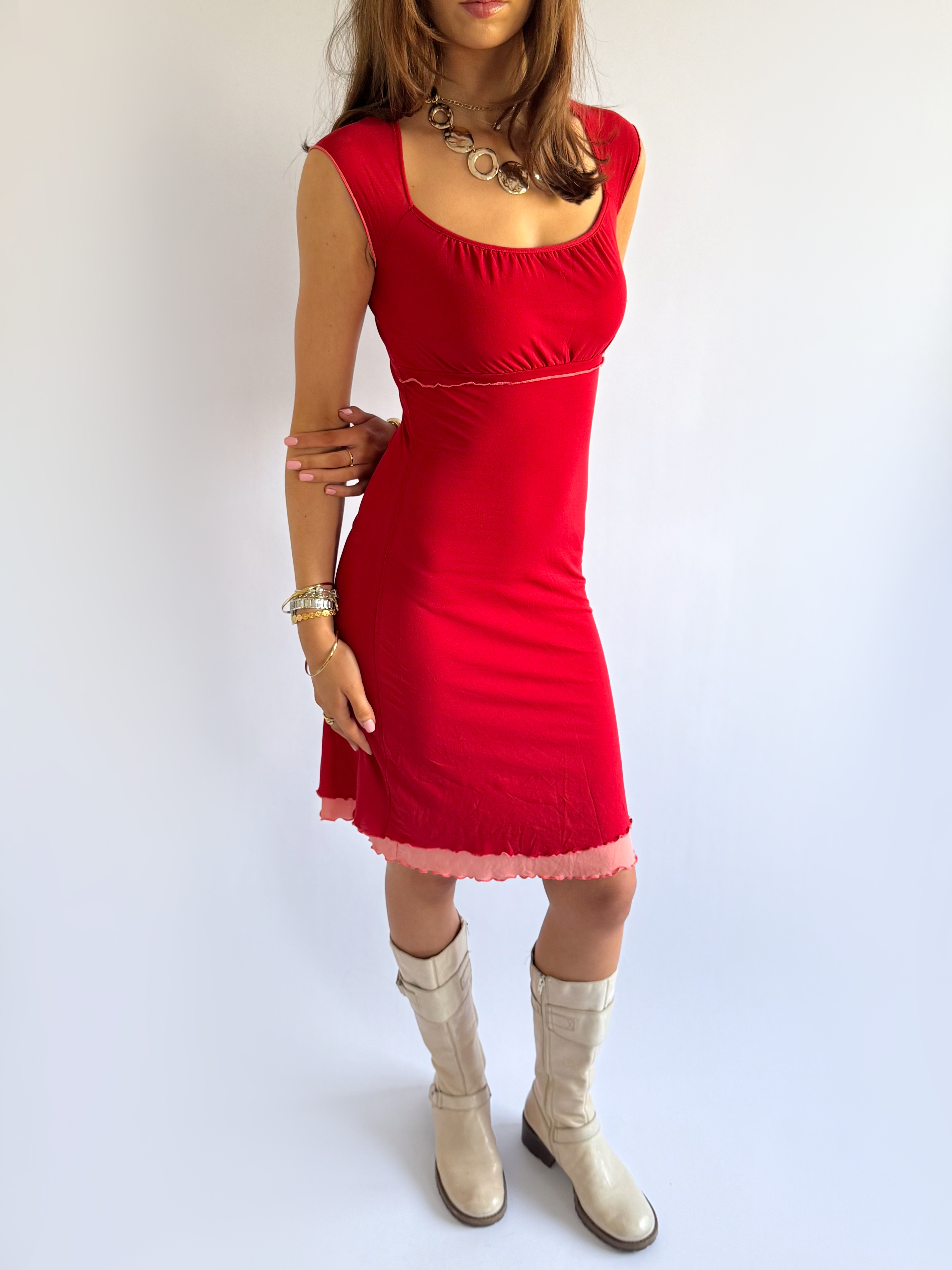 Milkmaid Mesh Midi Dress - Size S