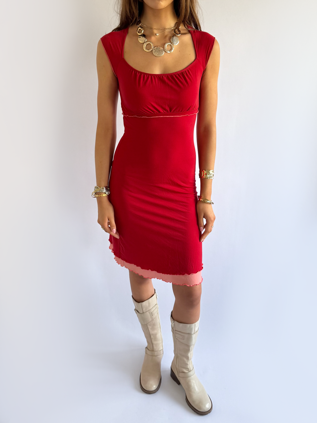 Milkmaid Mesh Midi Dress - Size S