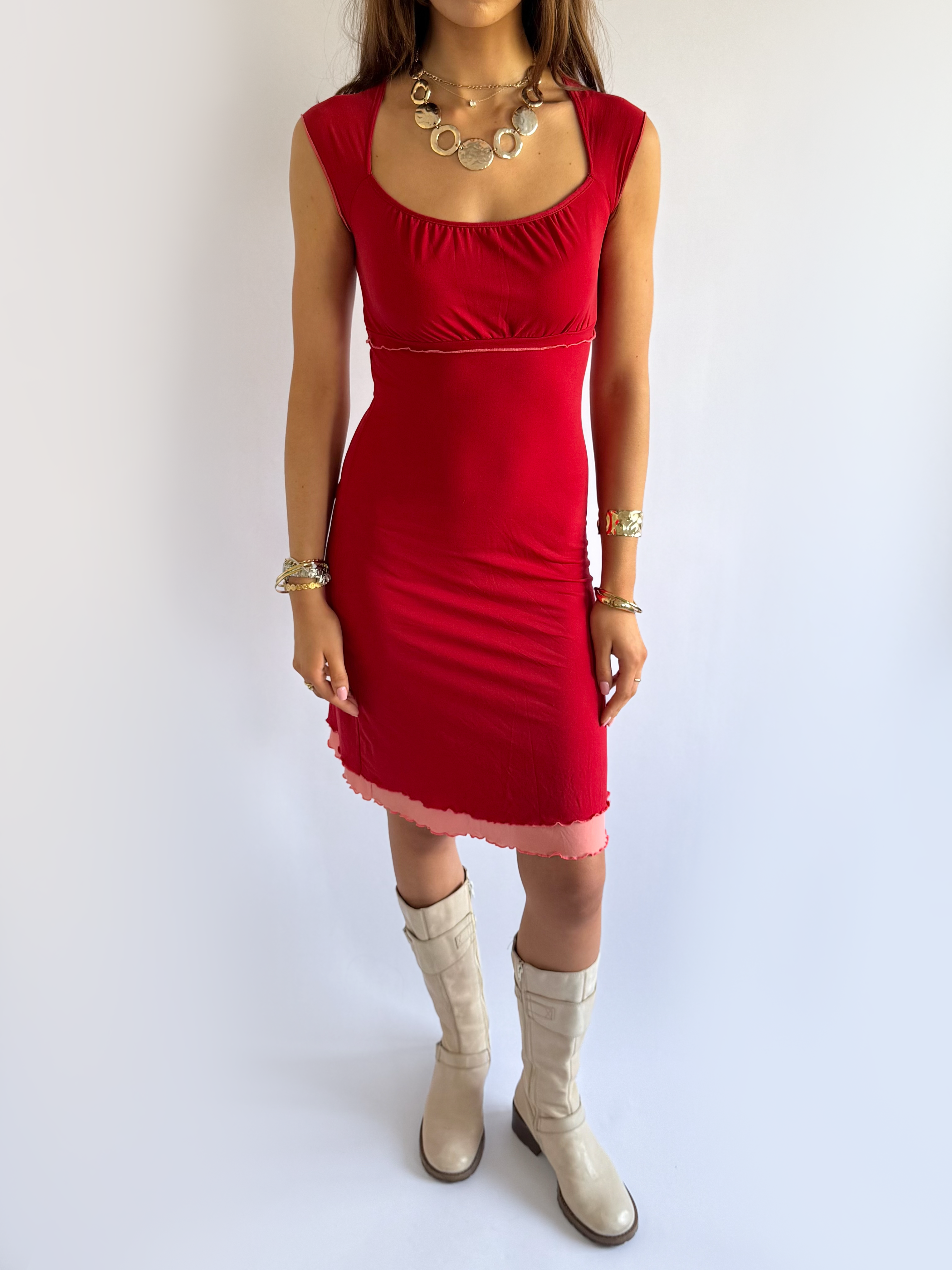 Milkmaid Mesh Midi Dress - Size S