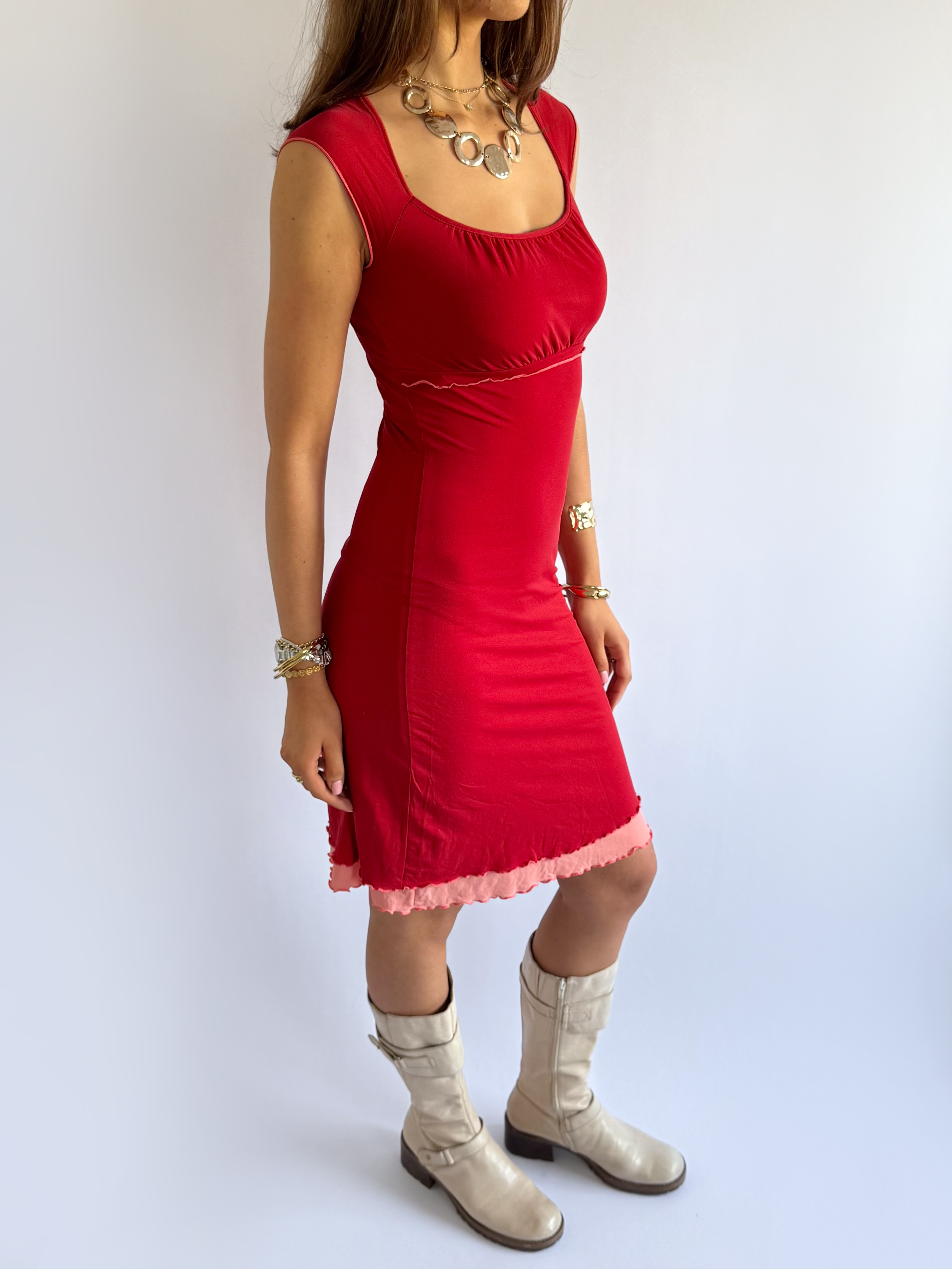 Milkmaid Mesh Midi Dress - Size S