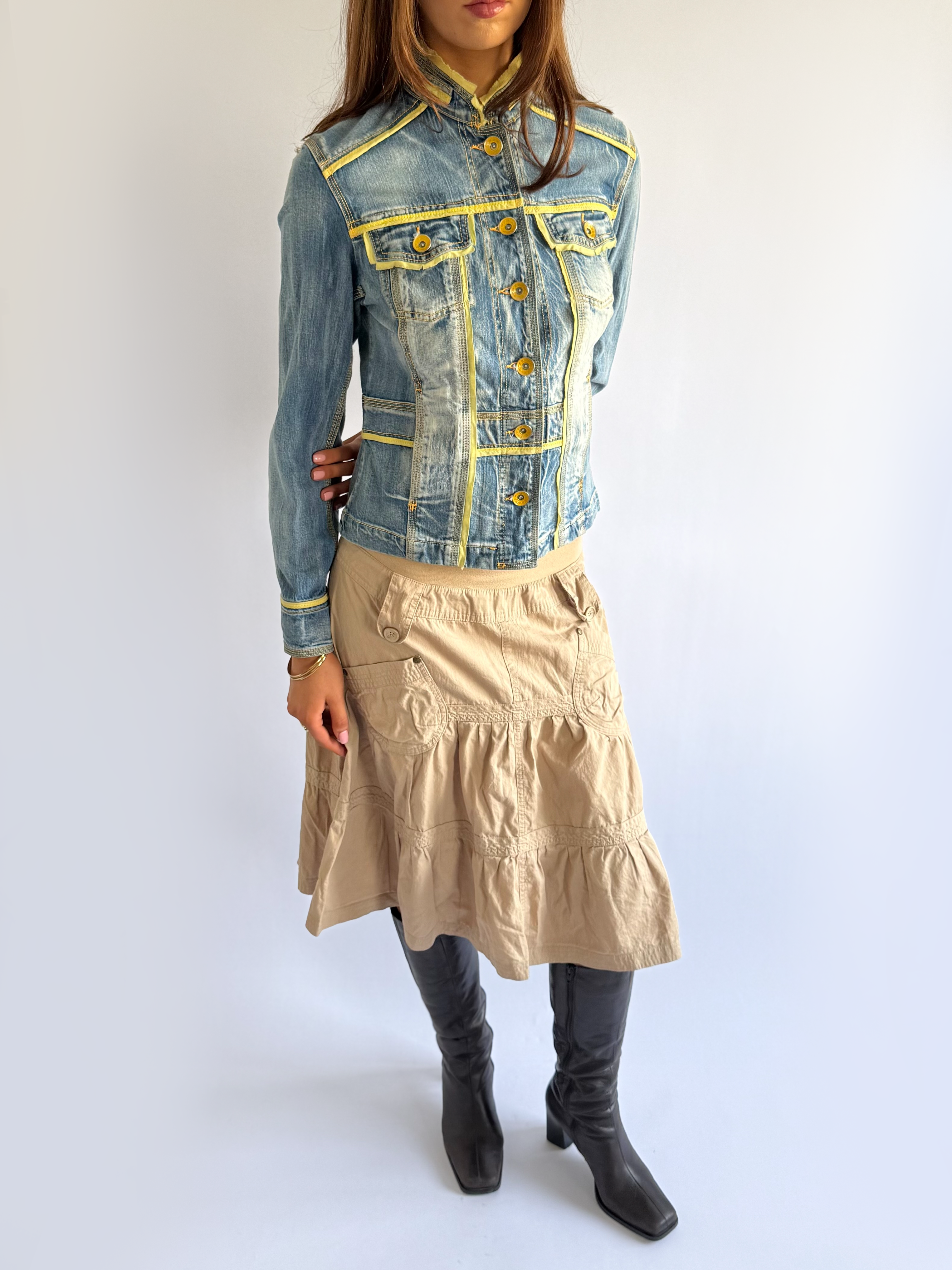 Denim Button Up Jacket - Size L