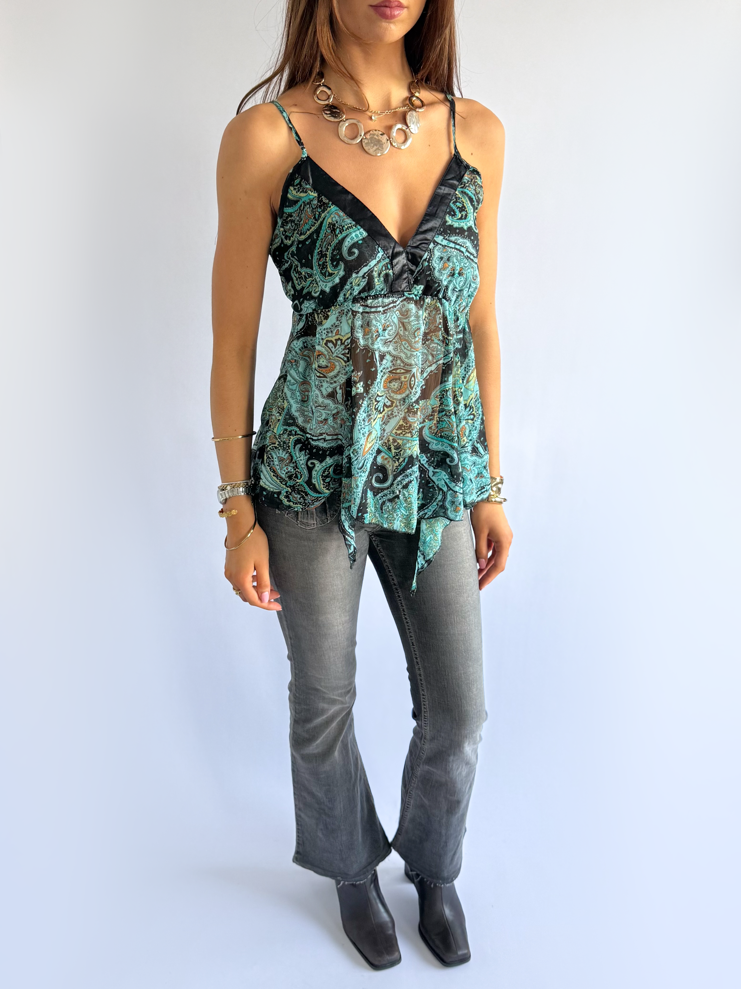 Asymmetric Paisley Cami - Size M