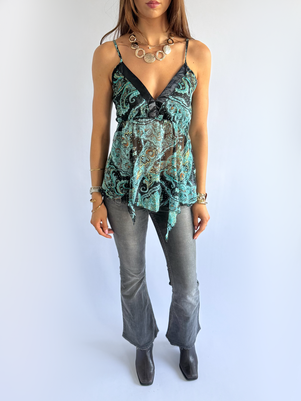 Asymmetric Paisley Cami - Size M