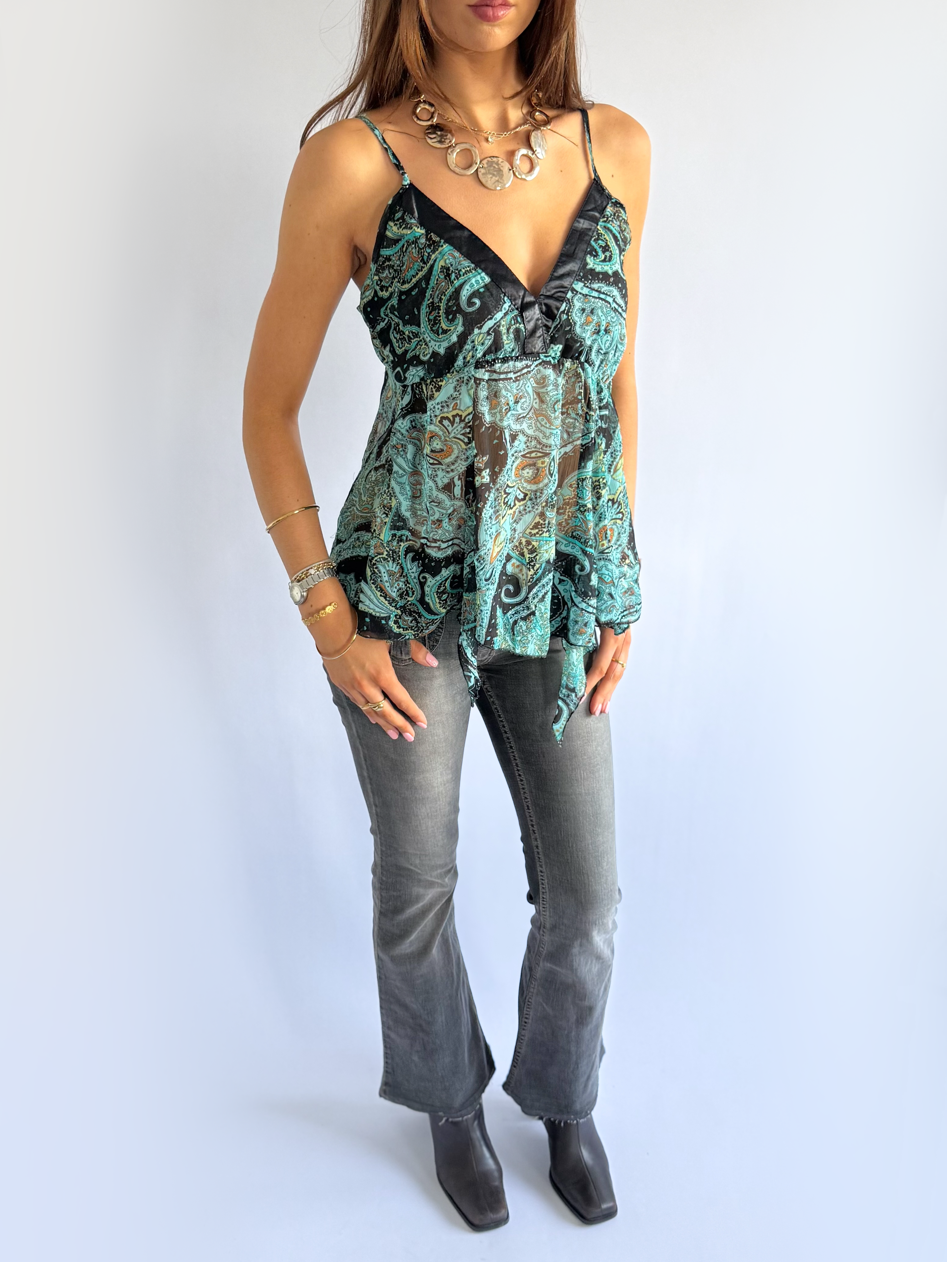 Asymmetric Paisley Cami - Size M