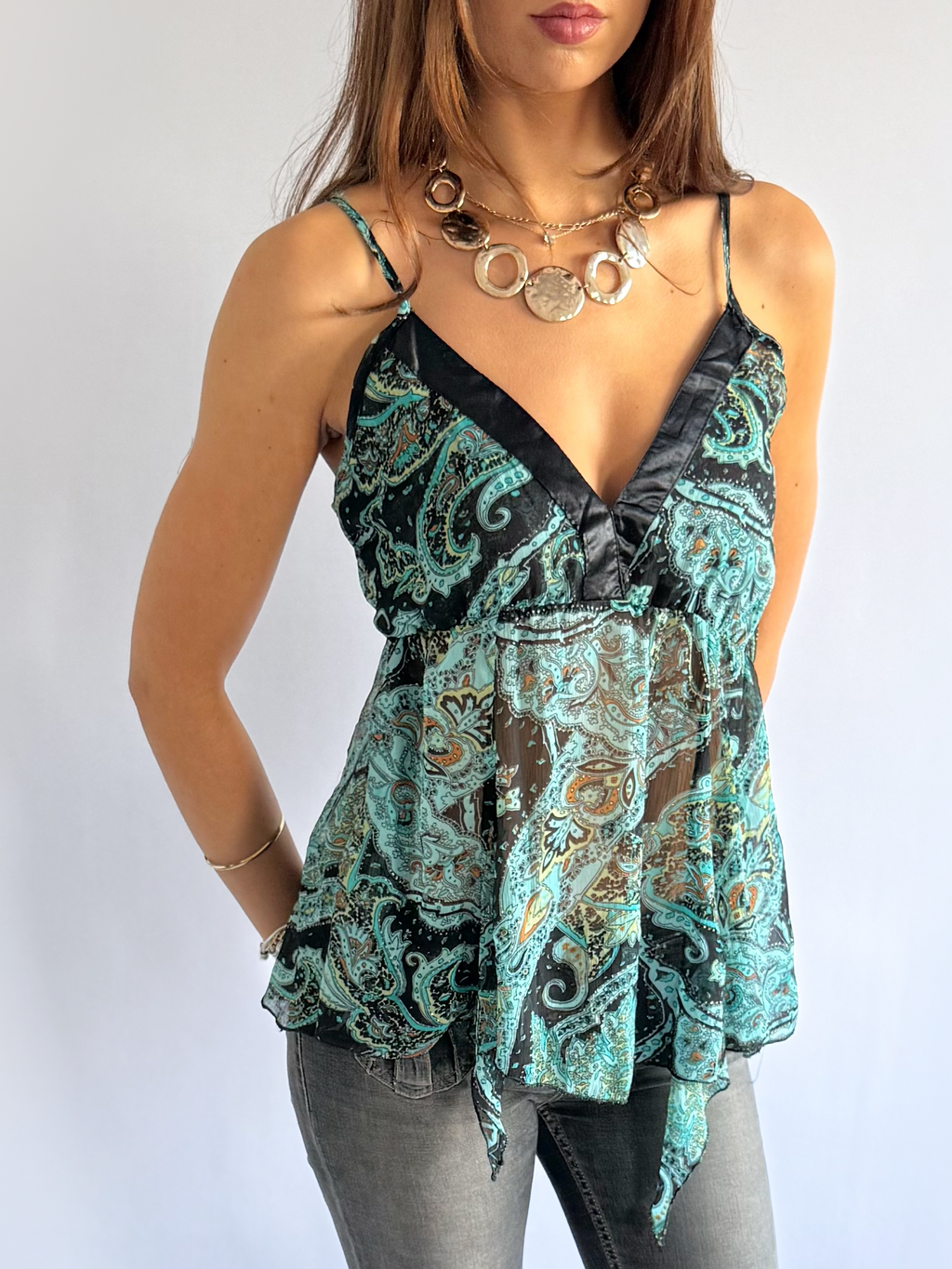 Asymmetric Paisley Cami - Size M