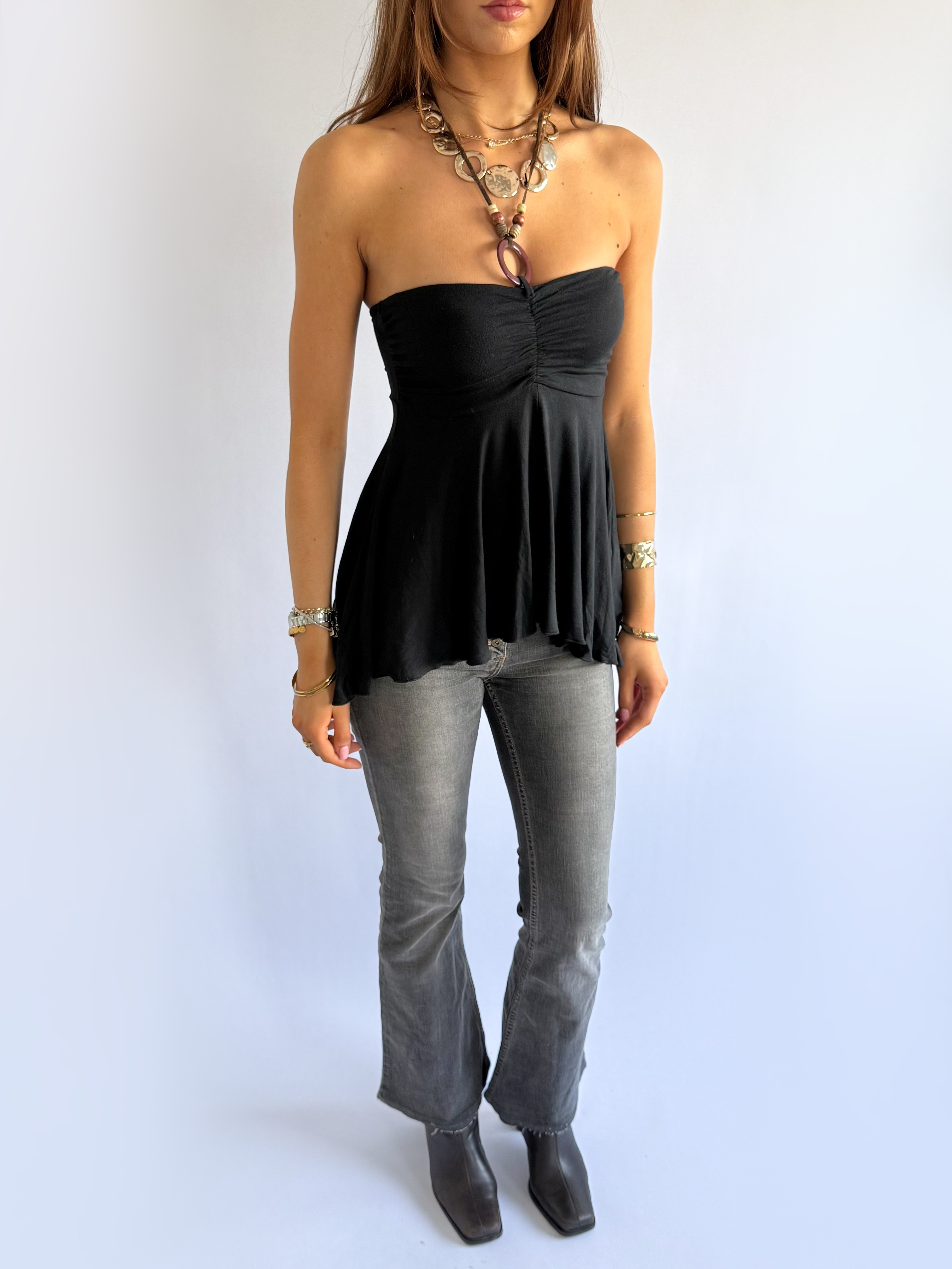 Asymmetric Beaded Halter Top - Size XS