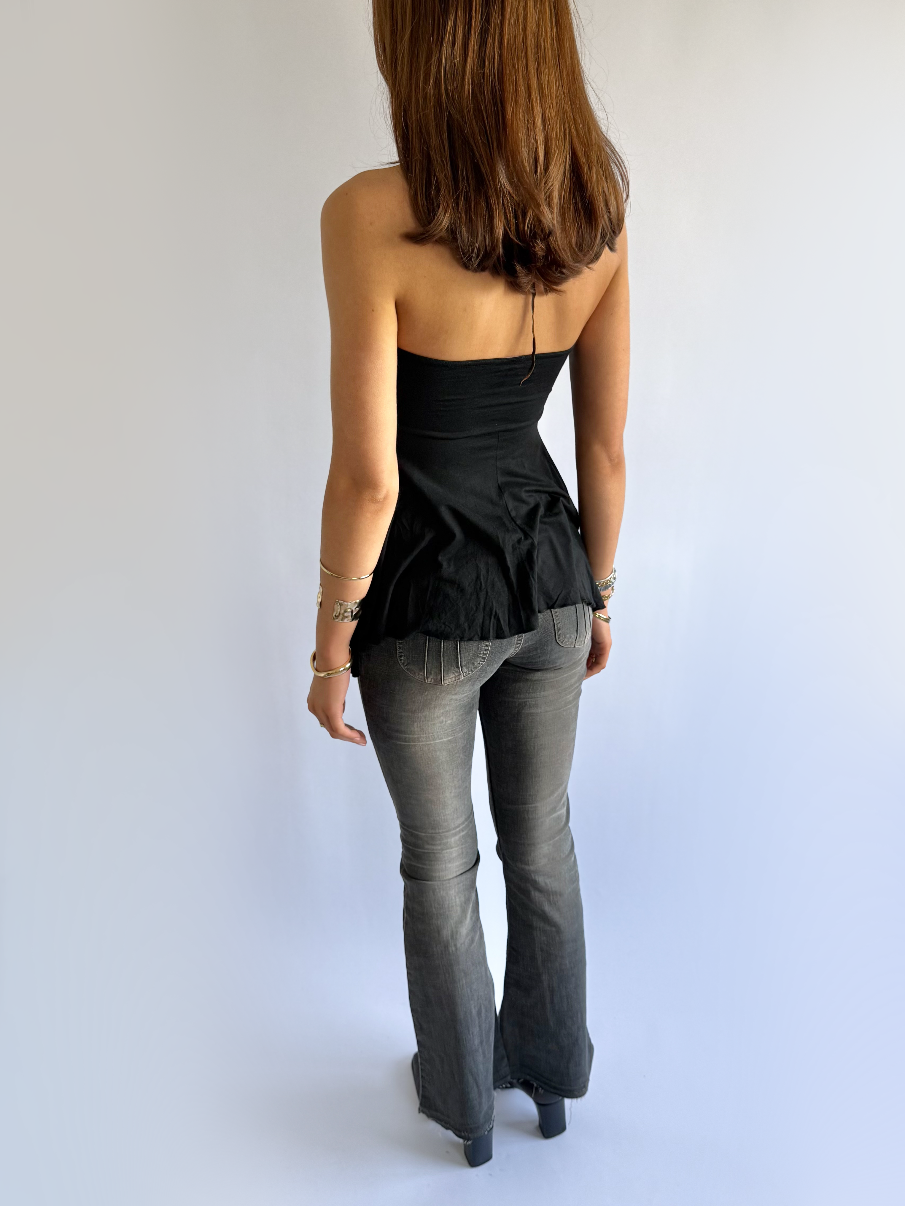 Asymmetric Beaded Halter Top - Size XS