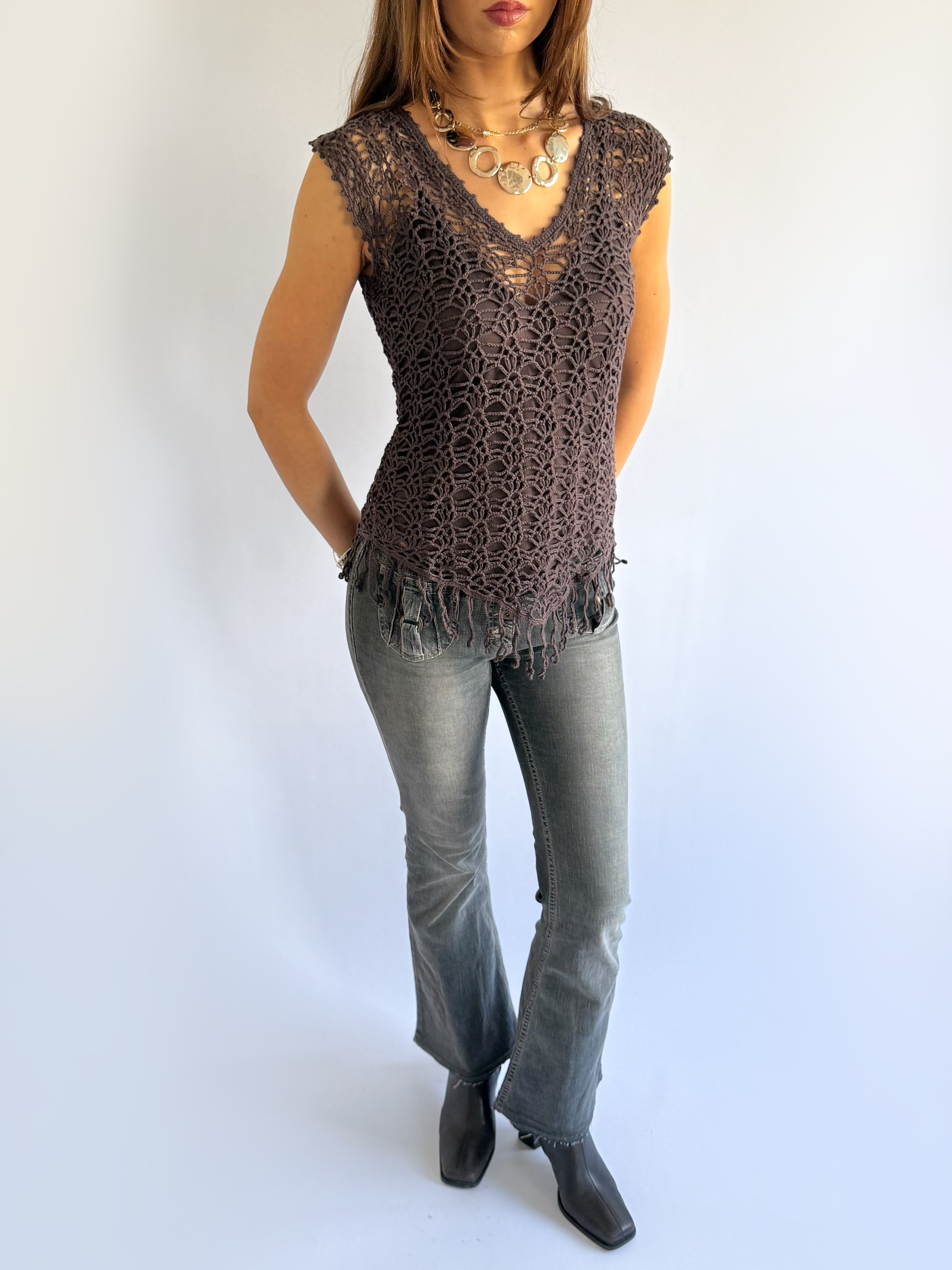 Crochet Asymmetric Top - Size M