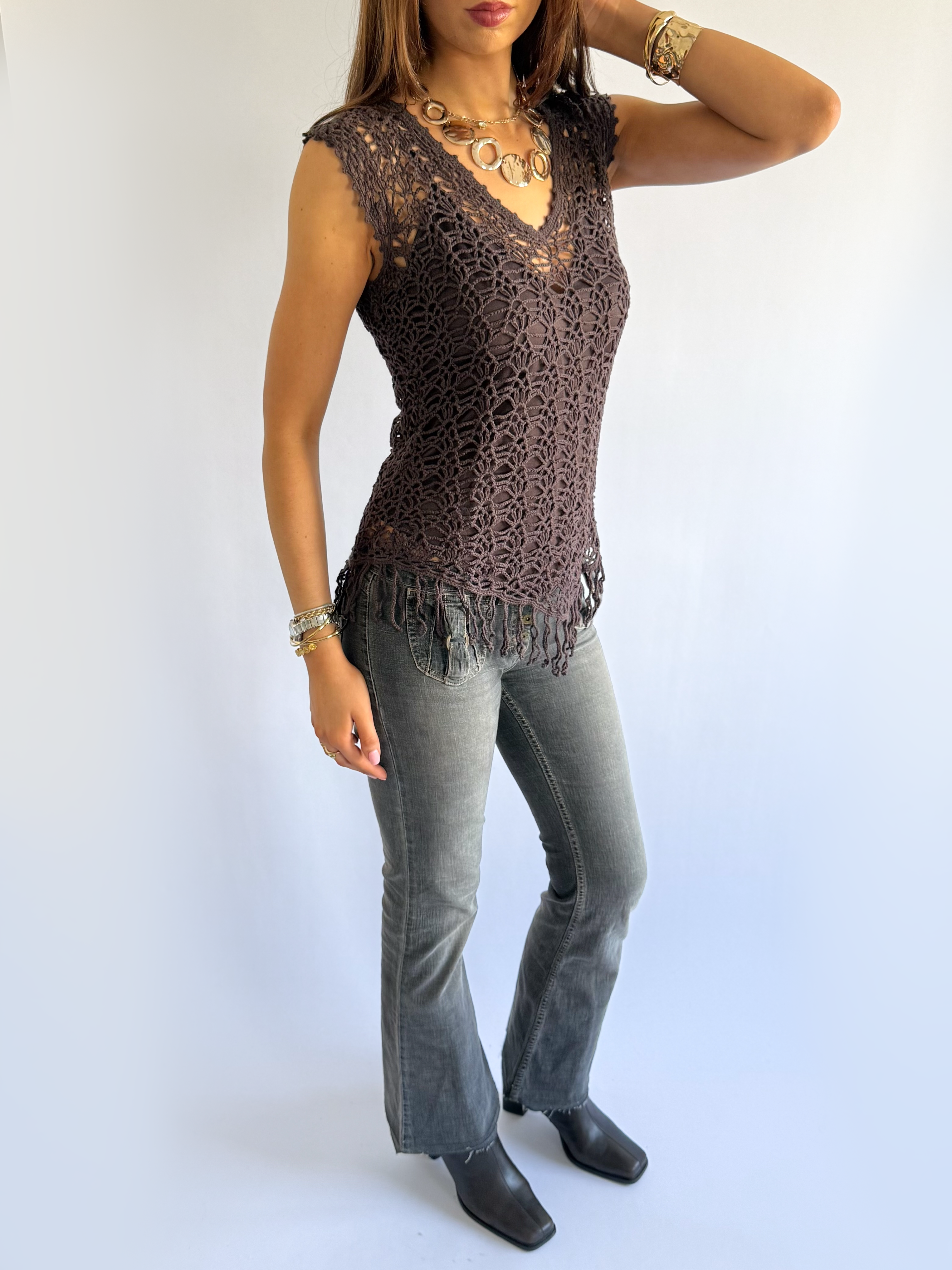 Crochet Asymmetric Top - Size M
