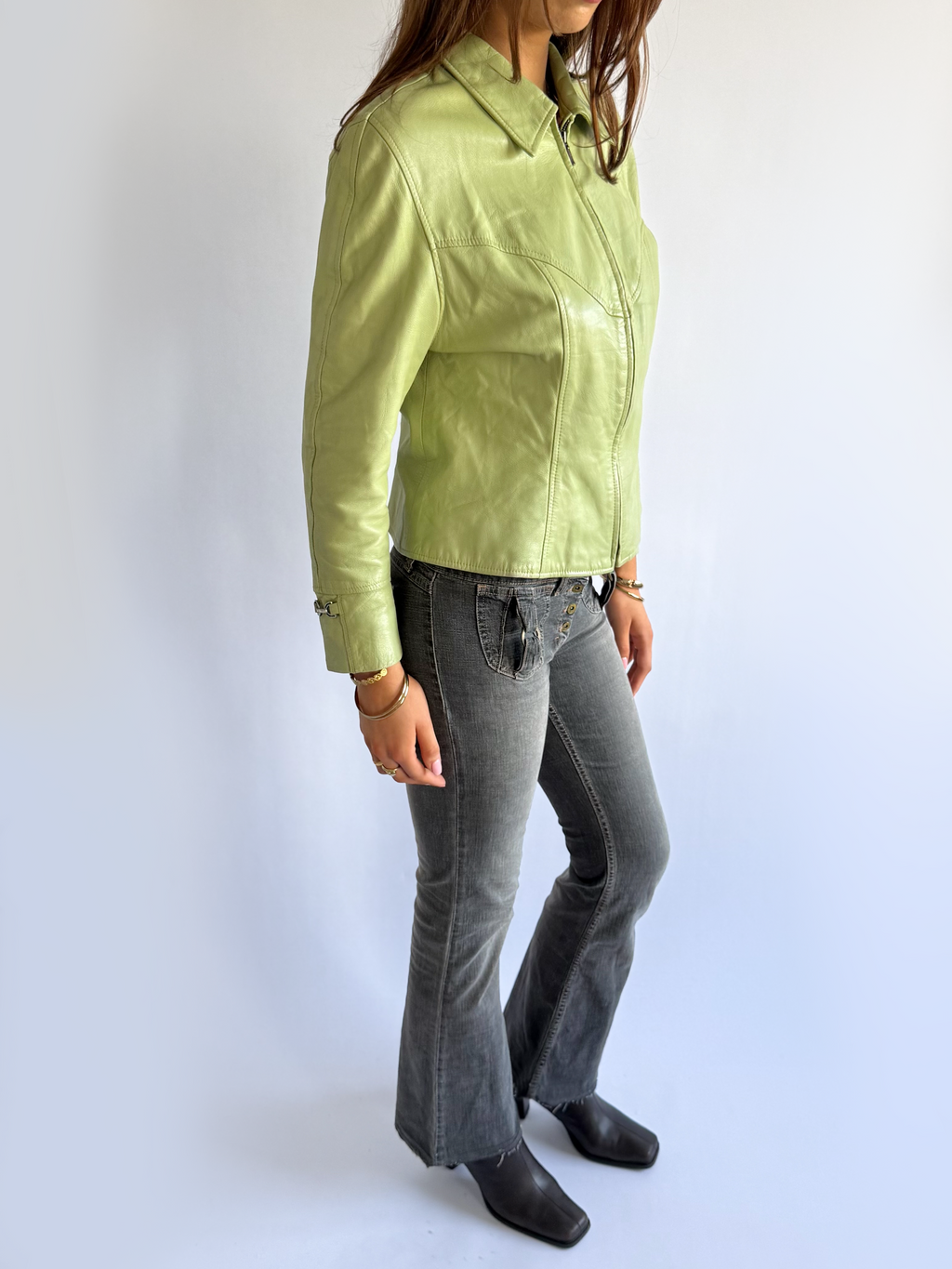 Genuine Leather Zip Jacket - Size XL