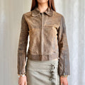 Genuine Leather Zip Jacket - Size M