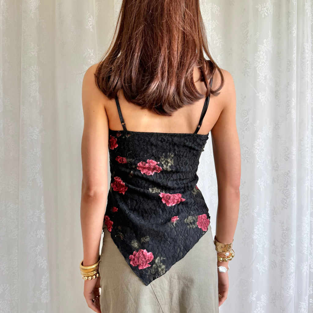 Floral Lace Asymmetric Cami - Size M