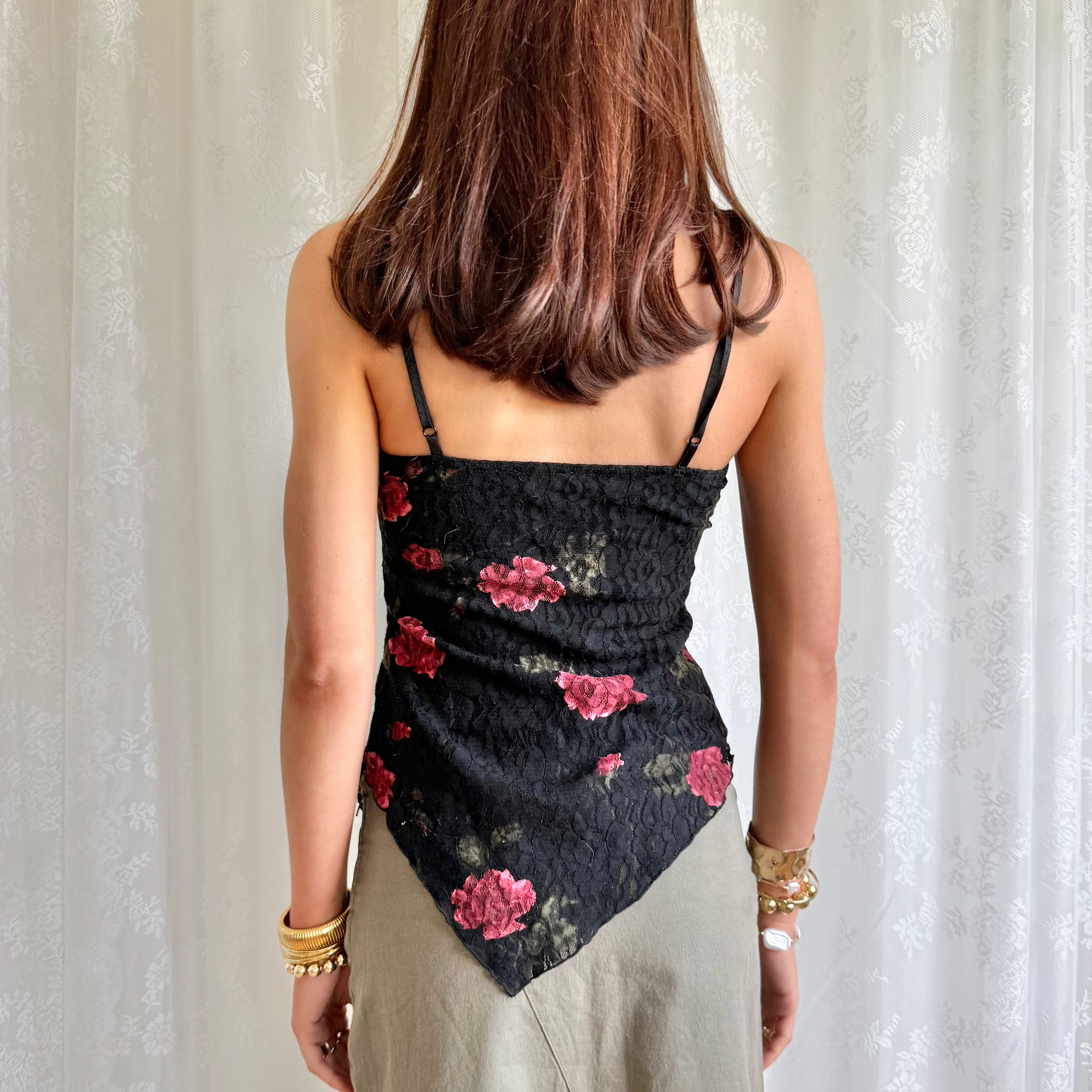 Floral Lace Asymmetric Cami - Size M