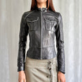 Genuine Leather Zip Jacket - Size XS