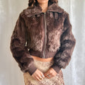 Faux Fur Zip Jacket - Size