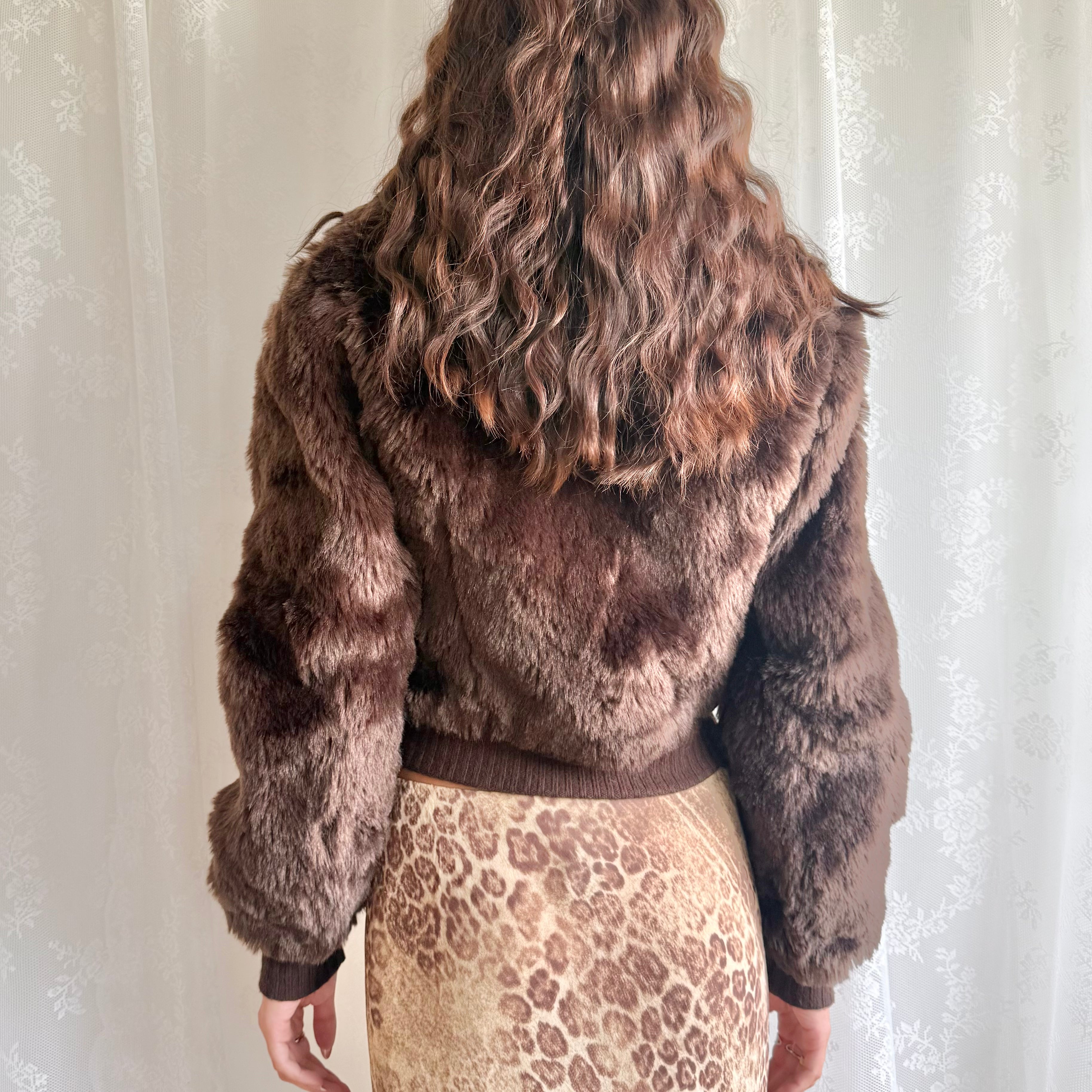 Faux Fur Zip Jacket - Size