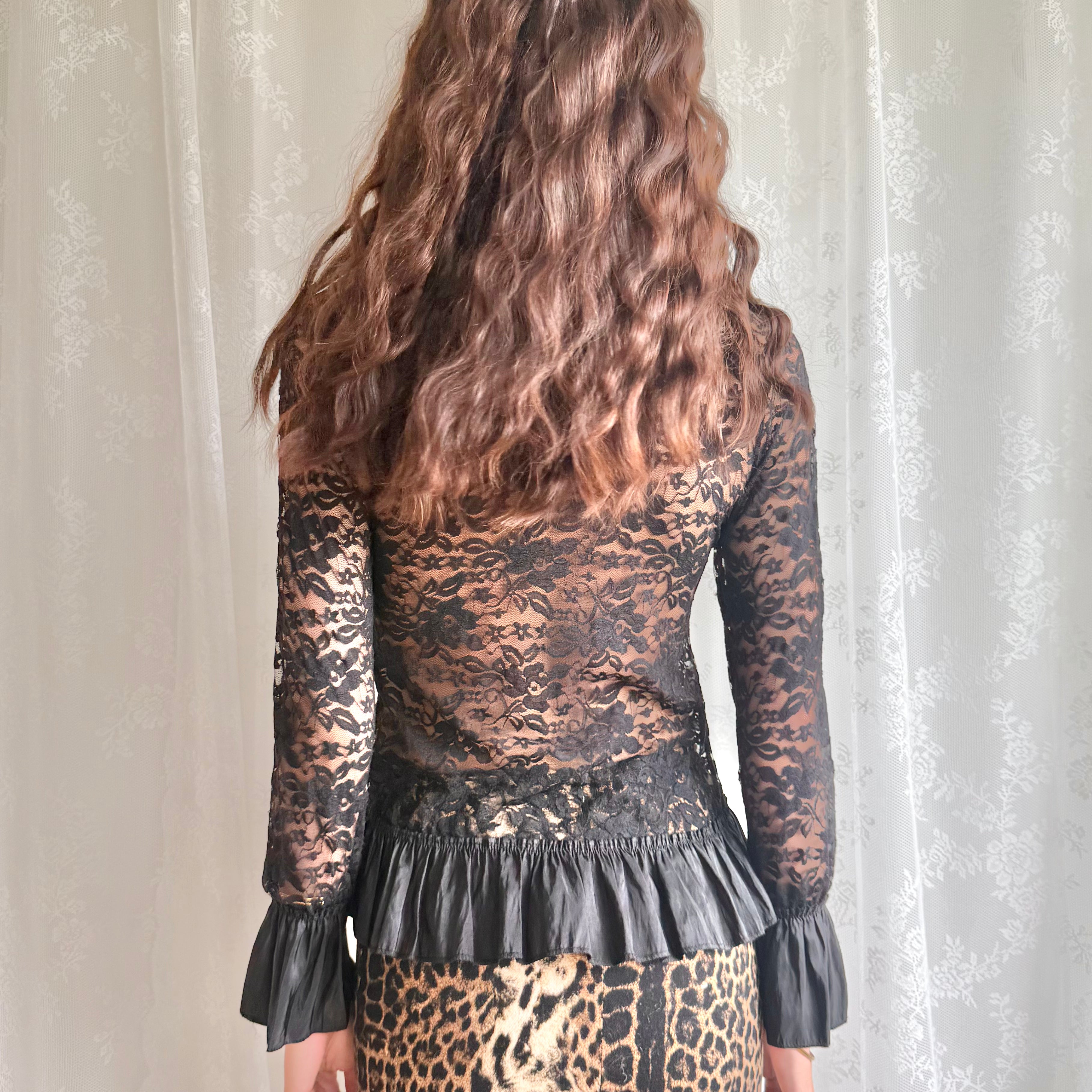 Lace Tie Long Sleeve Top - Size S