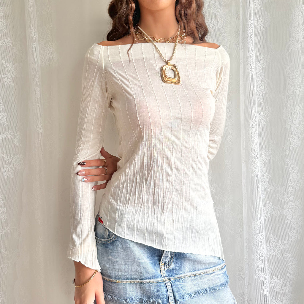 Asymmetric Sequin Long Sleeve Top - Size S