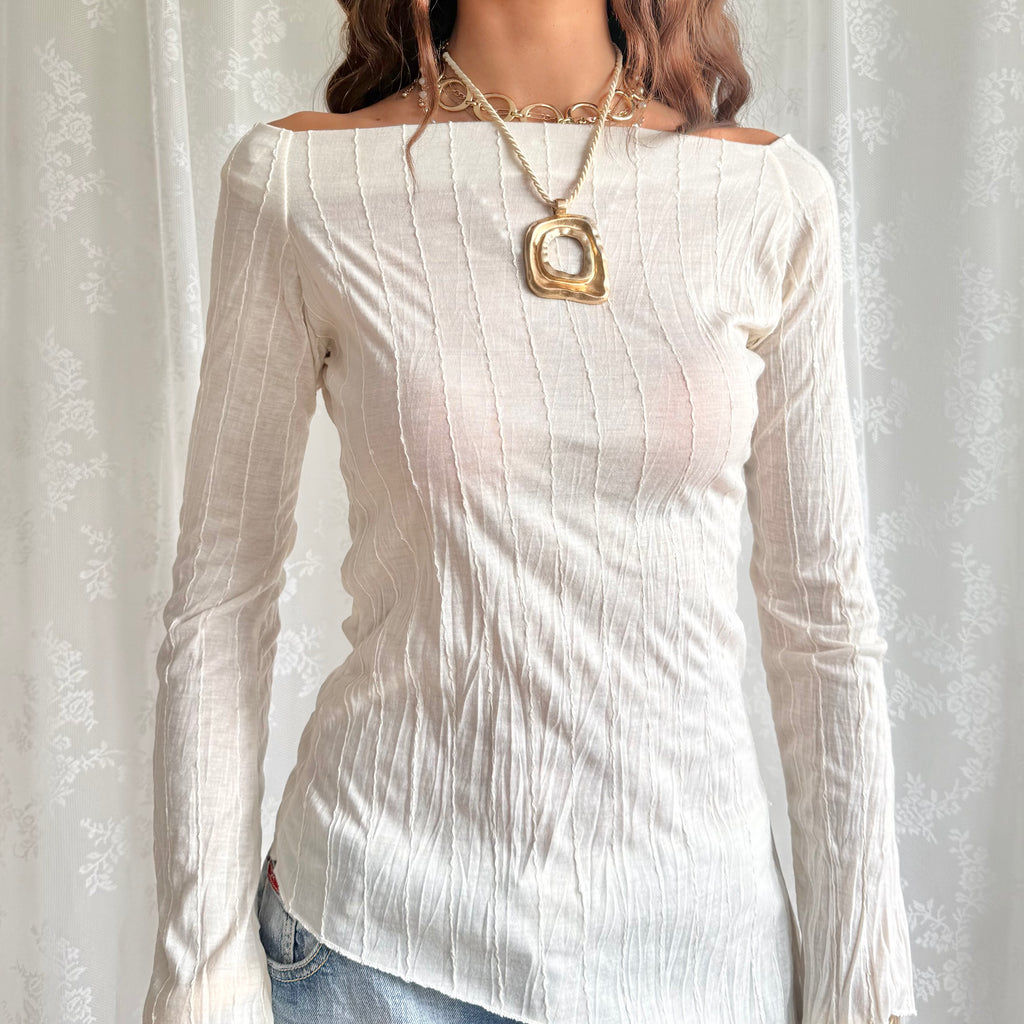 Asymmetric Sequin Long Sleeve Top - Size S