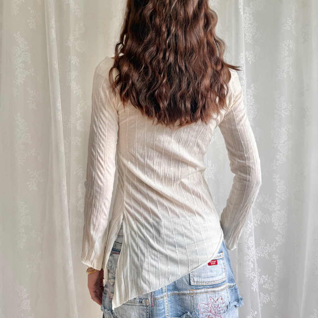 Asymmetric Sequin Long Sleeve Top - Size S