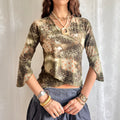 Flared Sleeve Crop Top - Size L