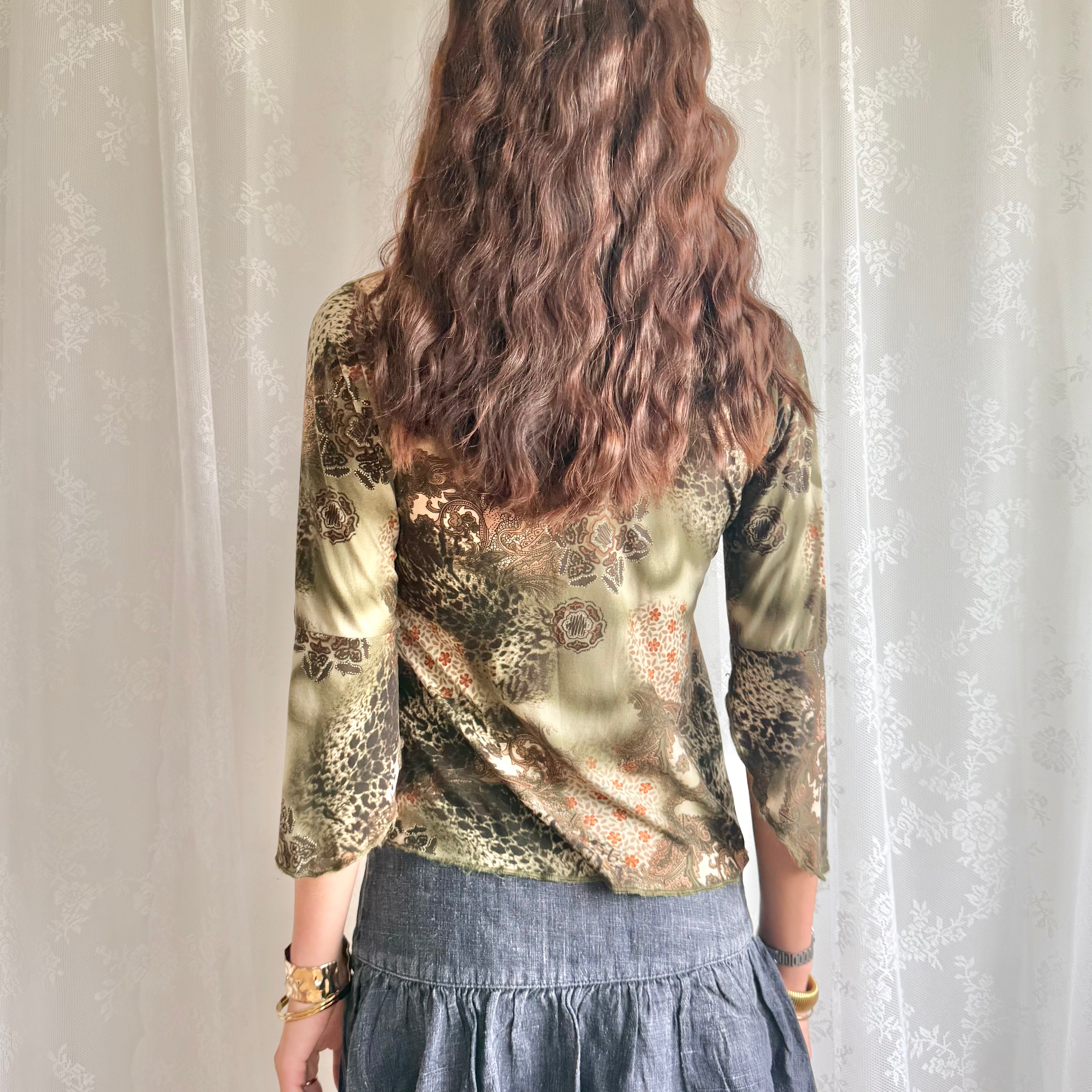 Flared Sleeve Crop Top - Size L