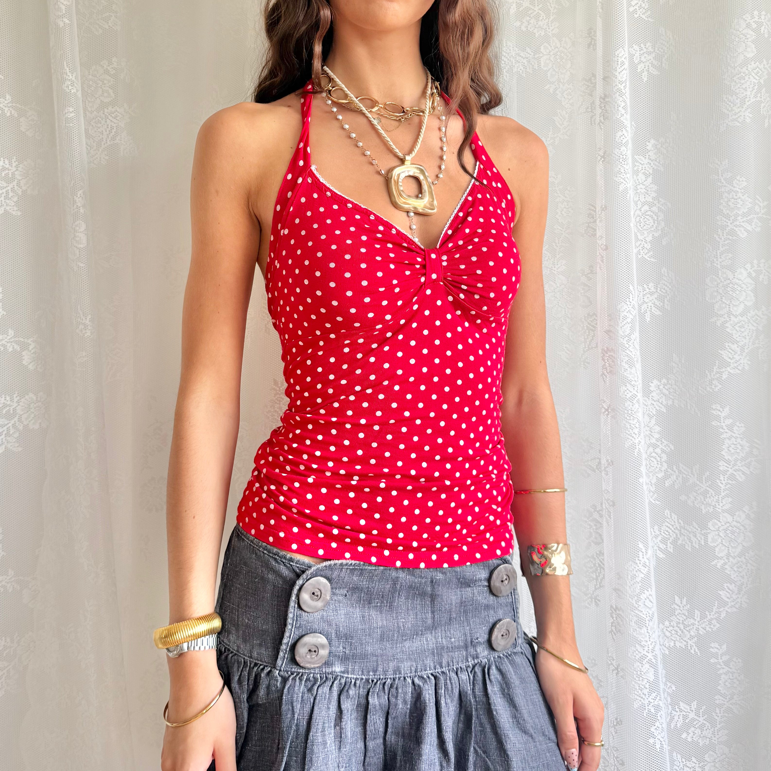 Pimkie Polka Dot Halter Cami - Size S
