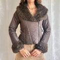 Faux Fur Puffer Zip Jacket - Size M