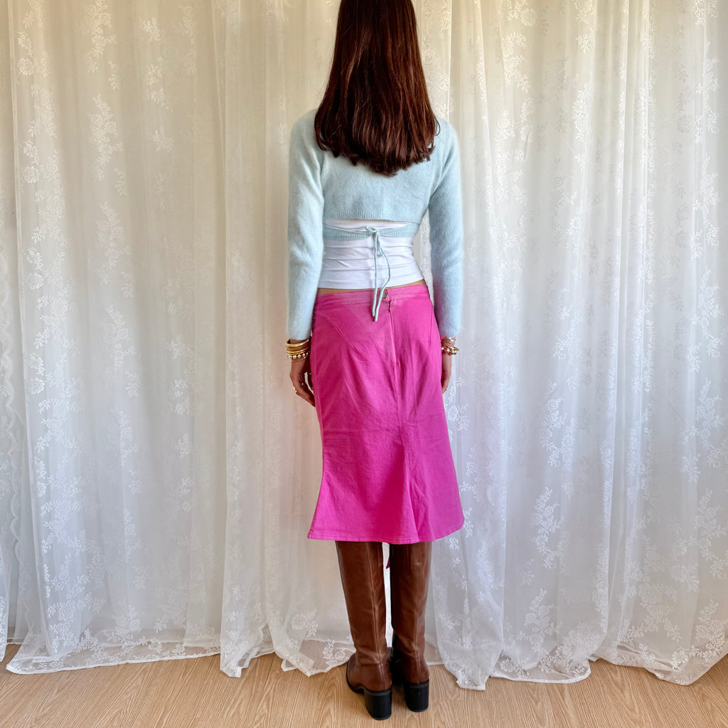 Lace Up Asymmetric Midi Skirt - Size M