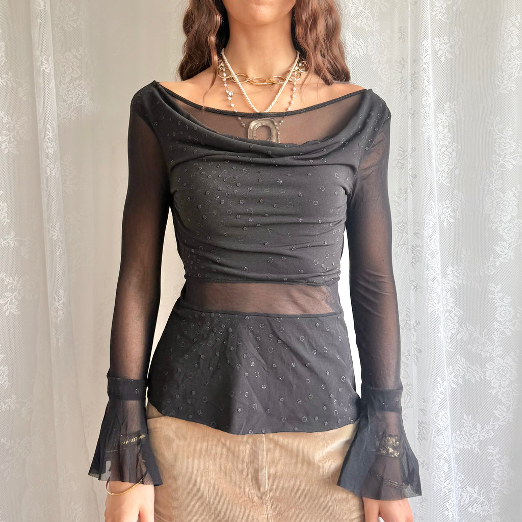 Mesh Long Sleeve Top - Size S