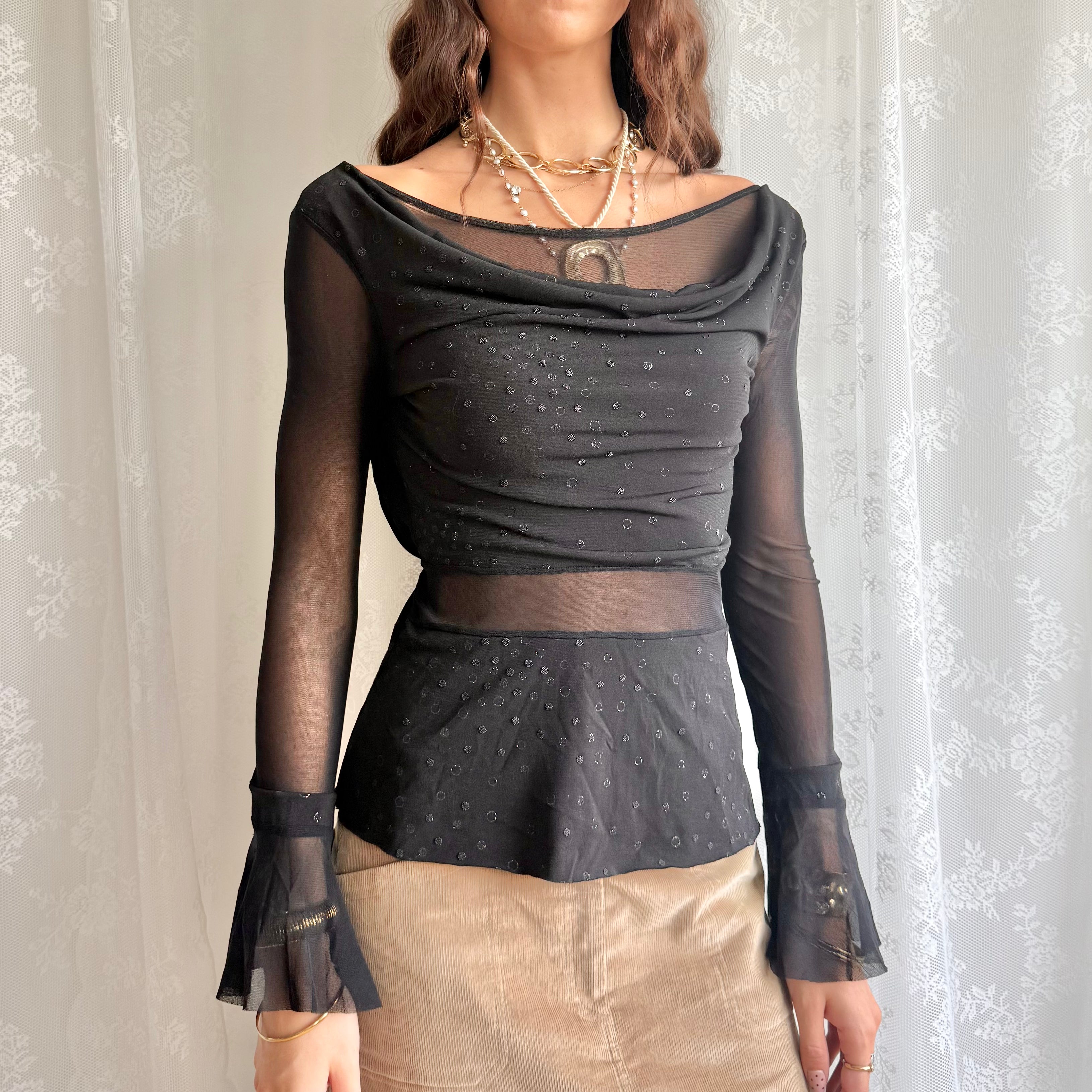 Mesh Long Sleeve Top - Size S