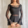 Mesh Long Sleeve Top - Size S
