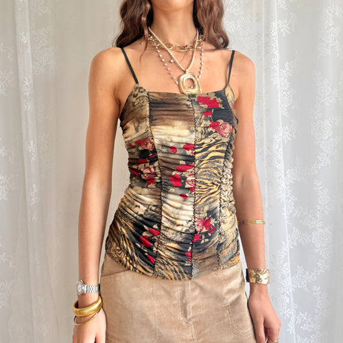 Animal Print Floral Cami - Size S