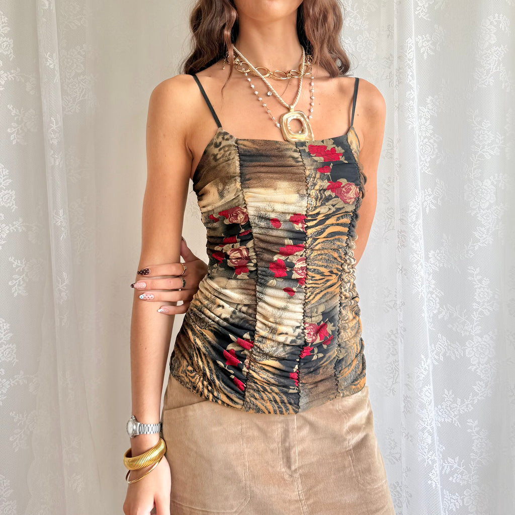 Animal Print Floral Cami - Size S