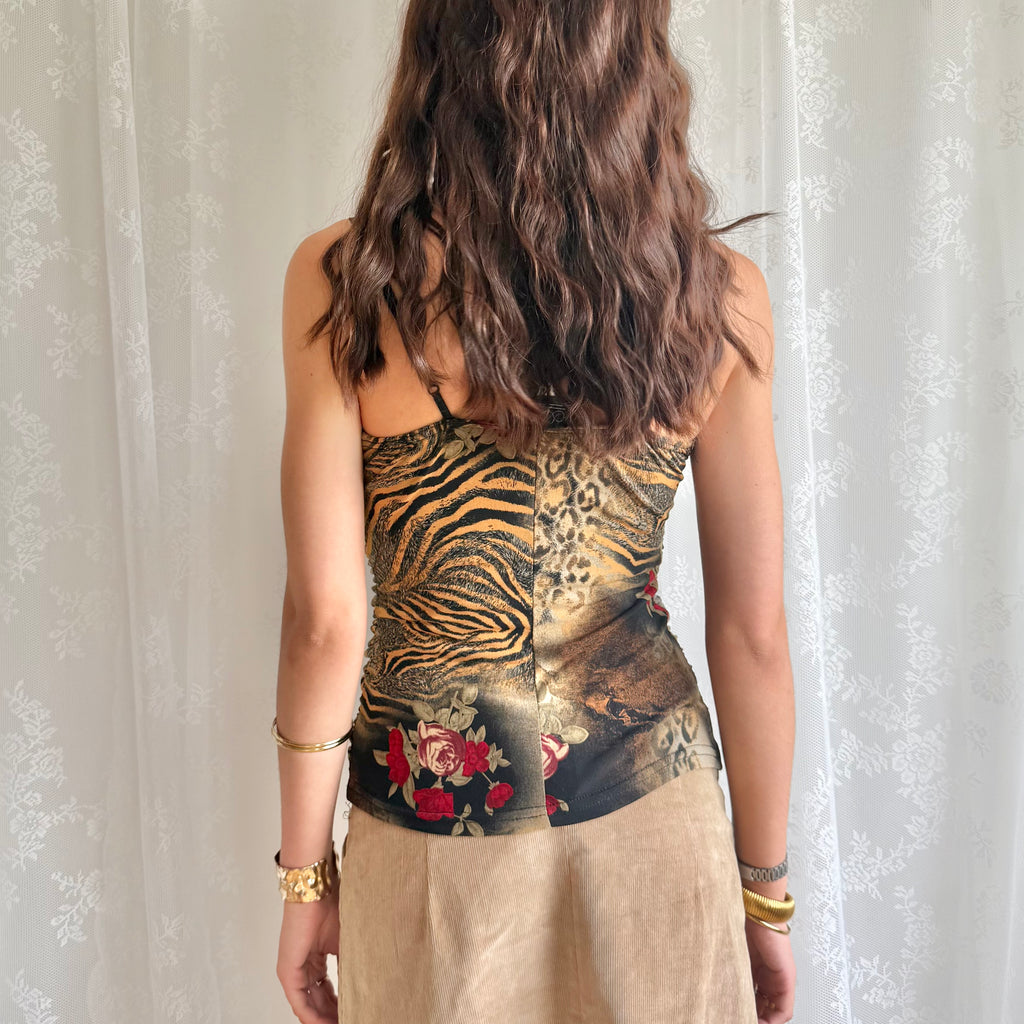 Animal Print Floral Cami - Size S