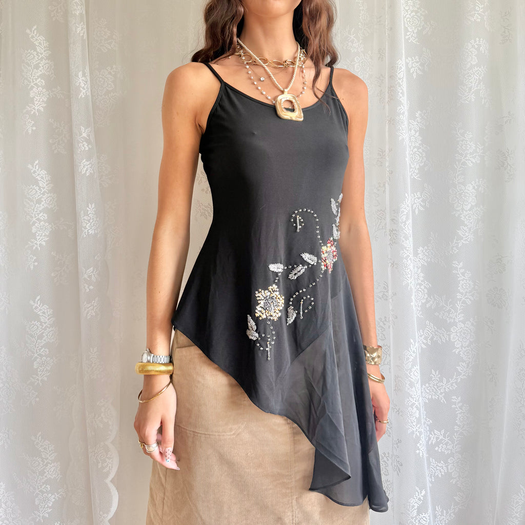 Asymmetric Sequin Beaded Cami - Size L