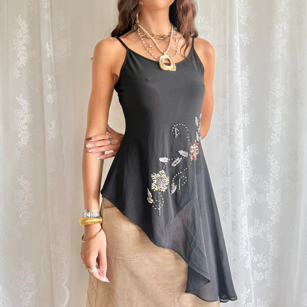 Asymmetric Sequin Beaded Cami - Size L