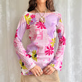 Asymmetric Mesh Long Sleeve Top - Size L