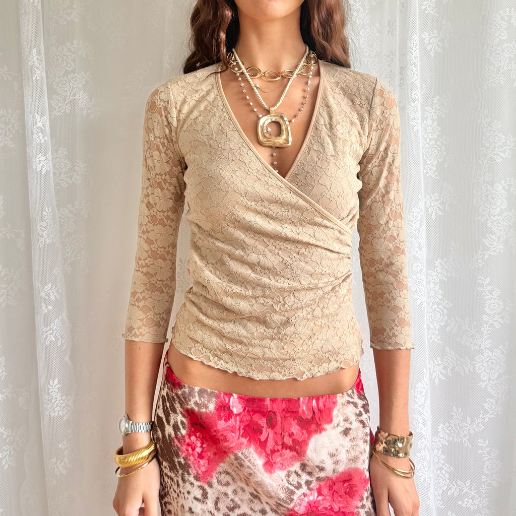 Lace Long Sleeve Top - Size M