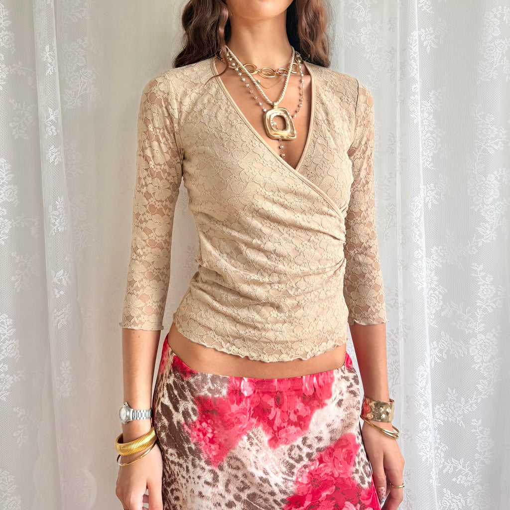 Lace Long Sleeve Top - Size M