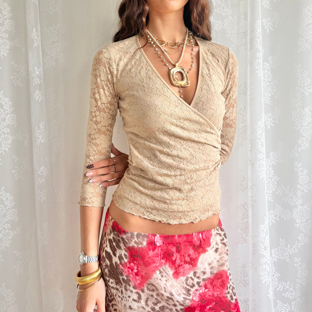 Lace Long Sleeve Top - Size M