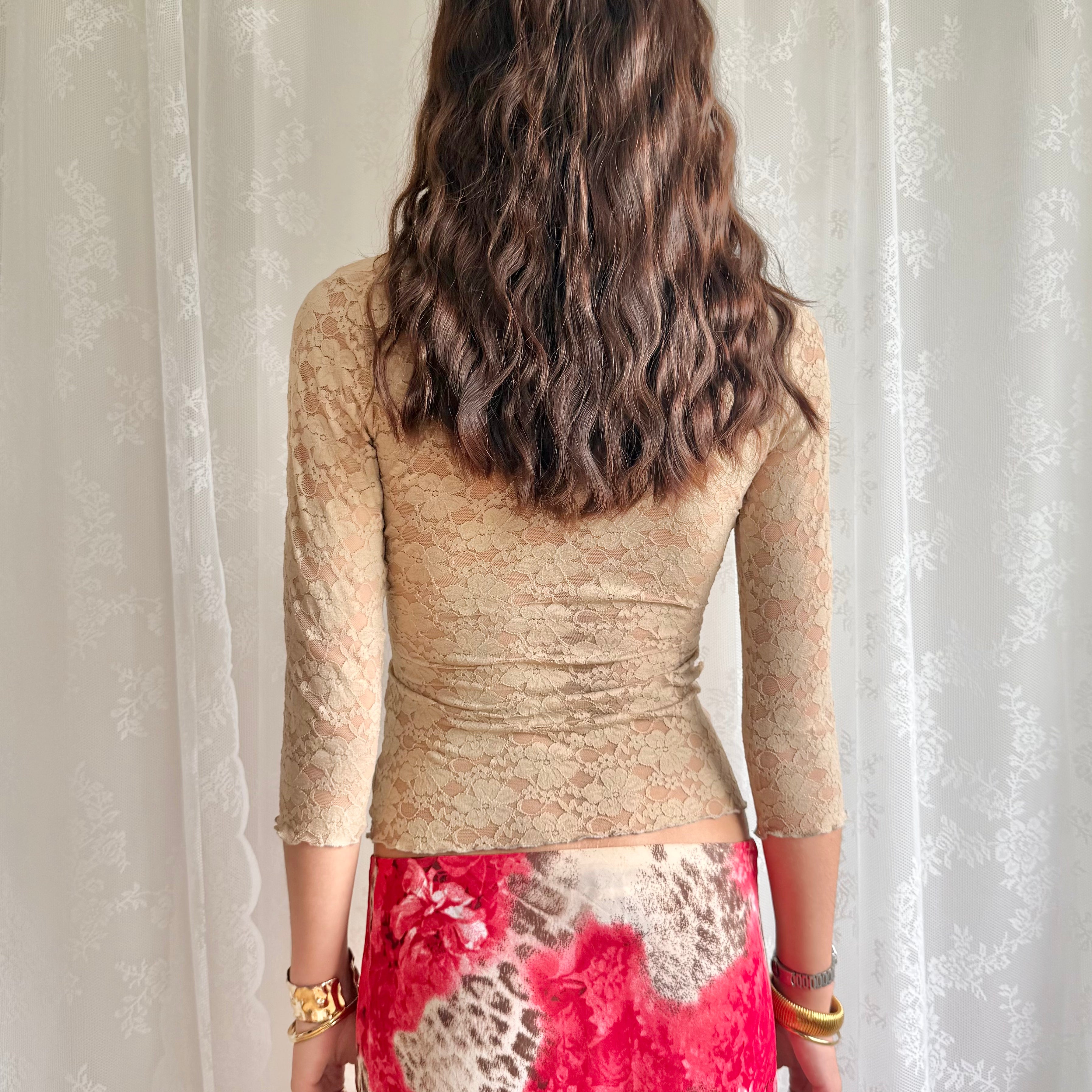 Lace Long Sleeve Top - Size M