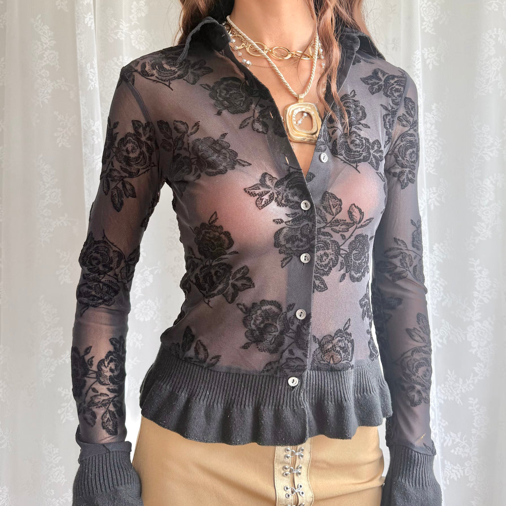 Mesh Long Sleeve Top - Size M