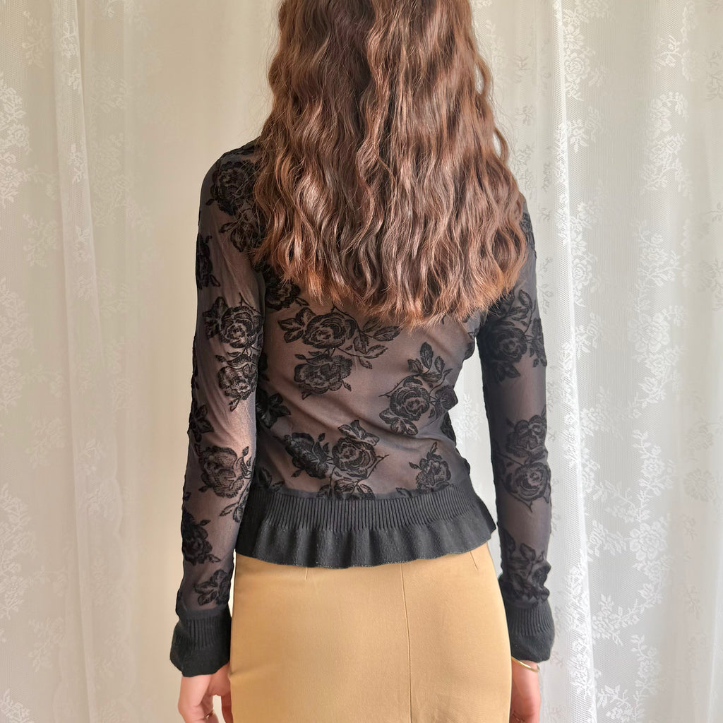 Mesh Long Sleeve Top - Size M