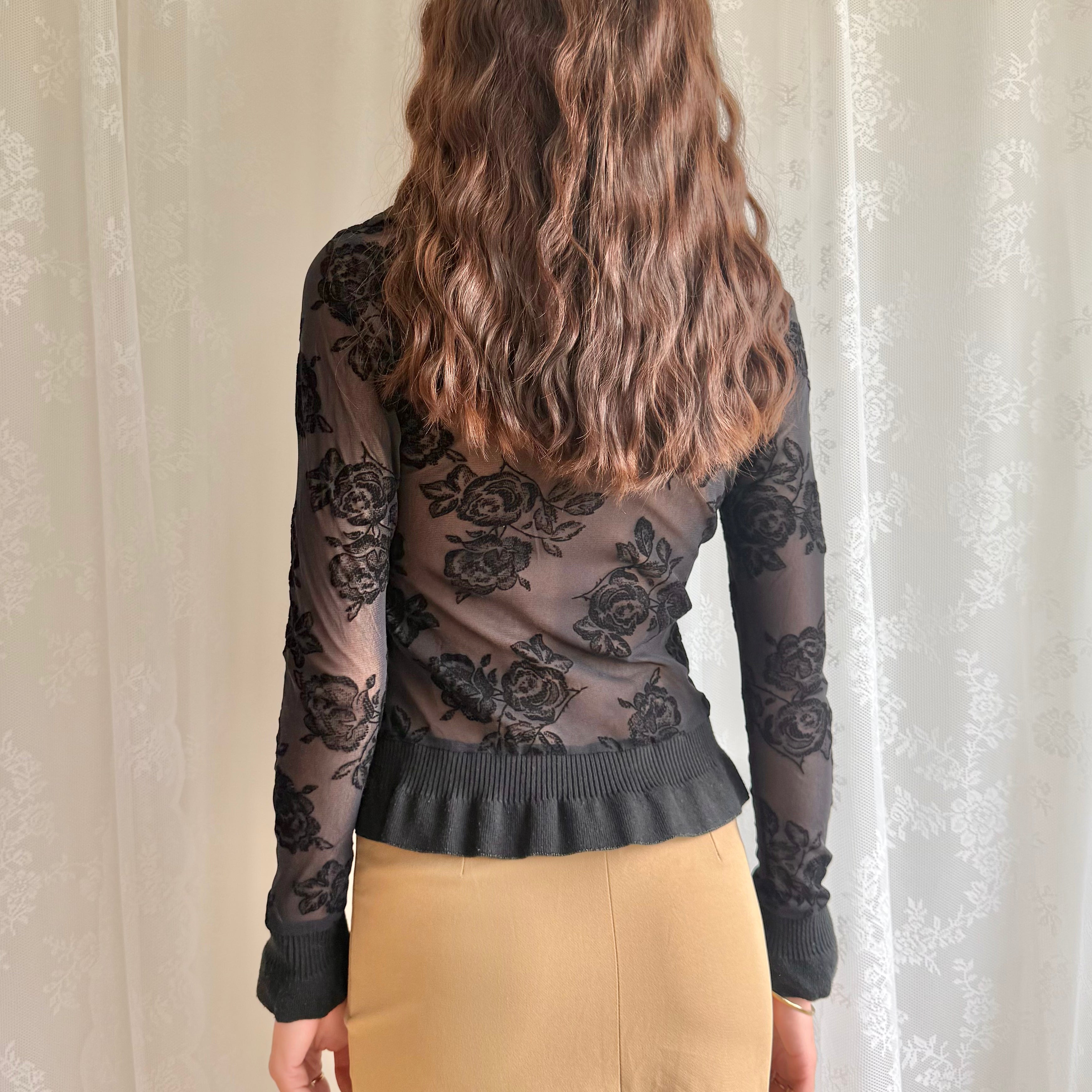 Mesh Long Sleeve Top - Size M